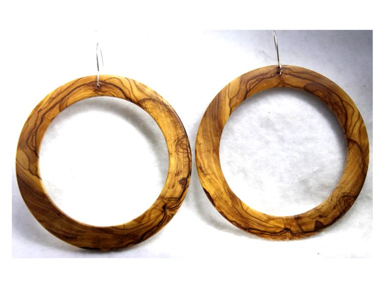 Boucles d'oreilles quadrillage en bois exotique et pin doré, crochet en argent sterling Koala Shop