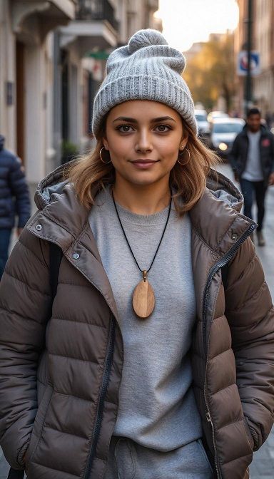 Ensemble survet, doudoune, bonnet et bijoux bois Koala Shop