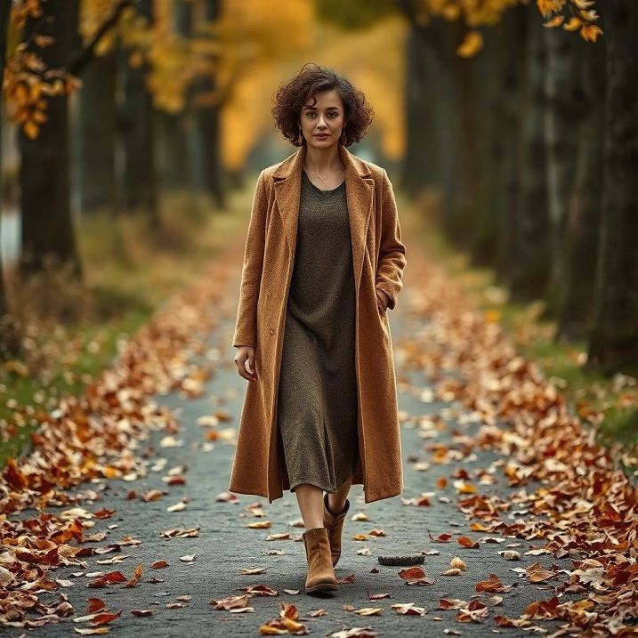 Femme qui marche en automne Koala Shop Bijoux