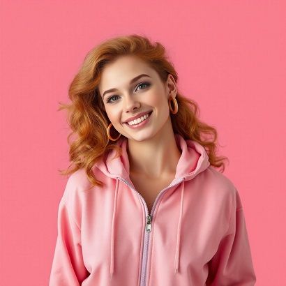Femme Rousse avec Créoles en bois Koala Shop Bijoux