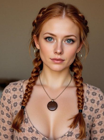 Femme rousse avec pendentif bois Koala Shop